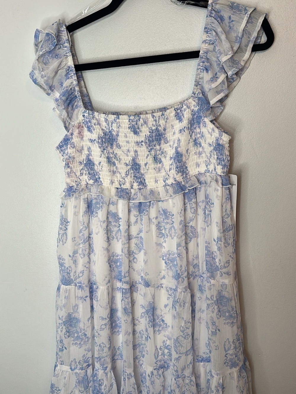 Madden Girl White Sundress with Light Blue Floral Print